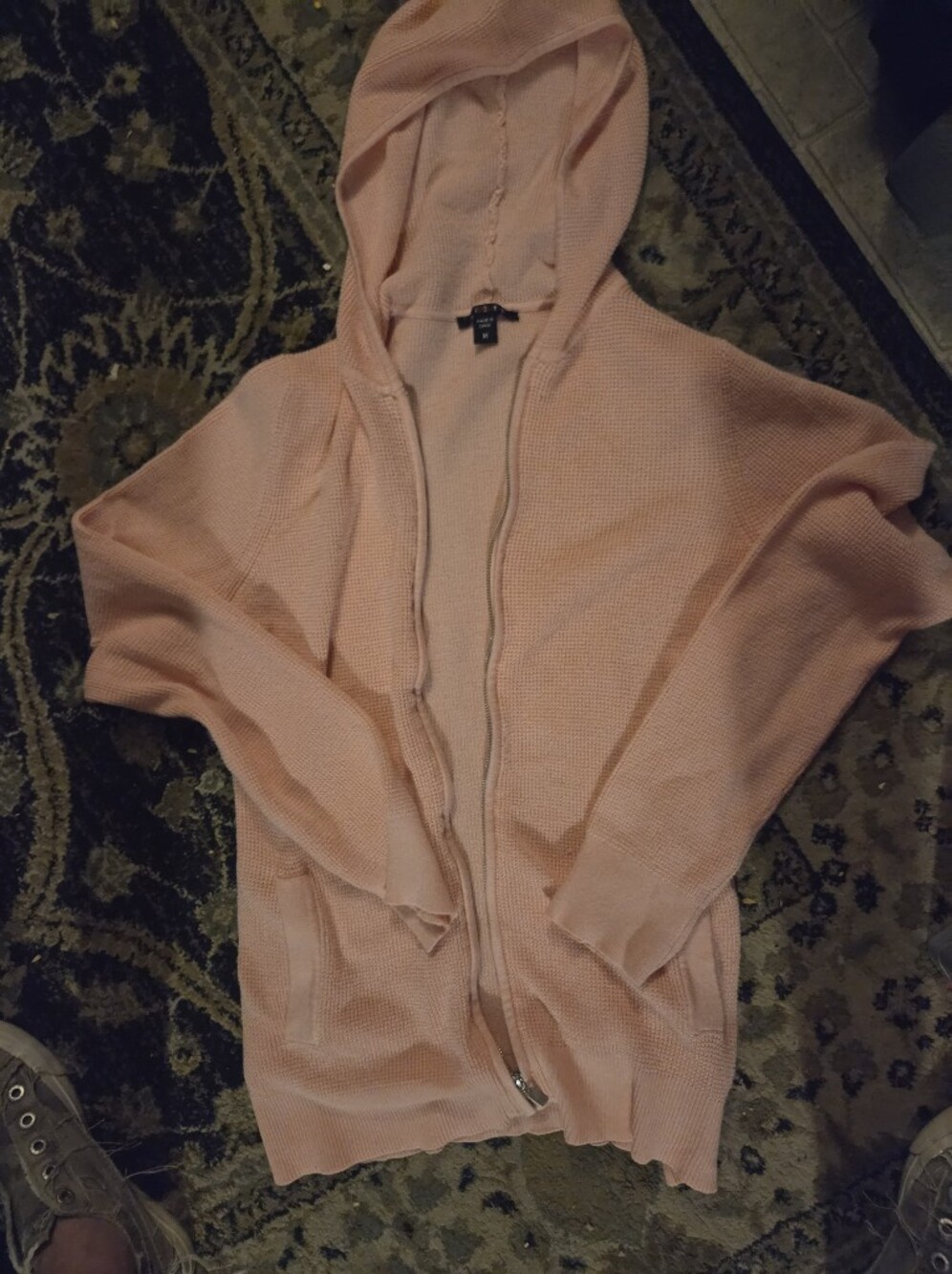 Cyrus Light Pink Hooded Zip-Up Cardigan